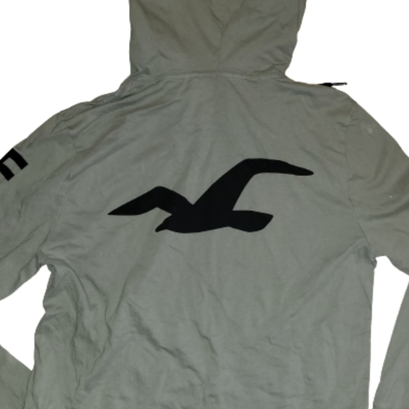 Hollister Mens Pullover TShirt Hoodie Sage/Army Green Long Sleeve Small - Picture 10 of 11